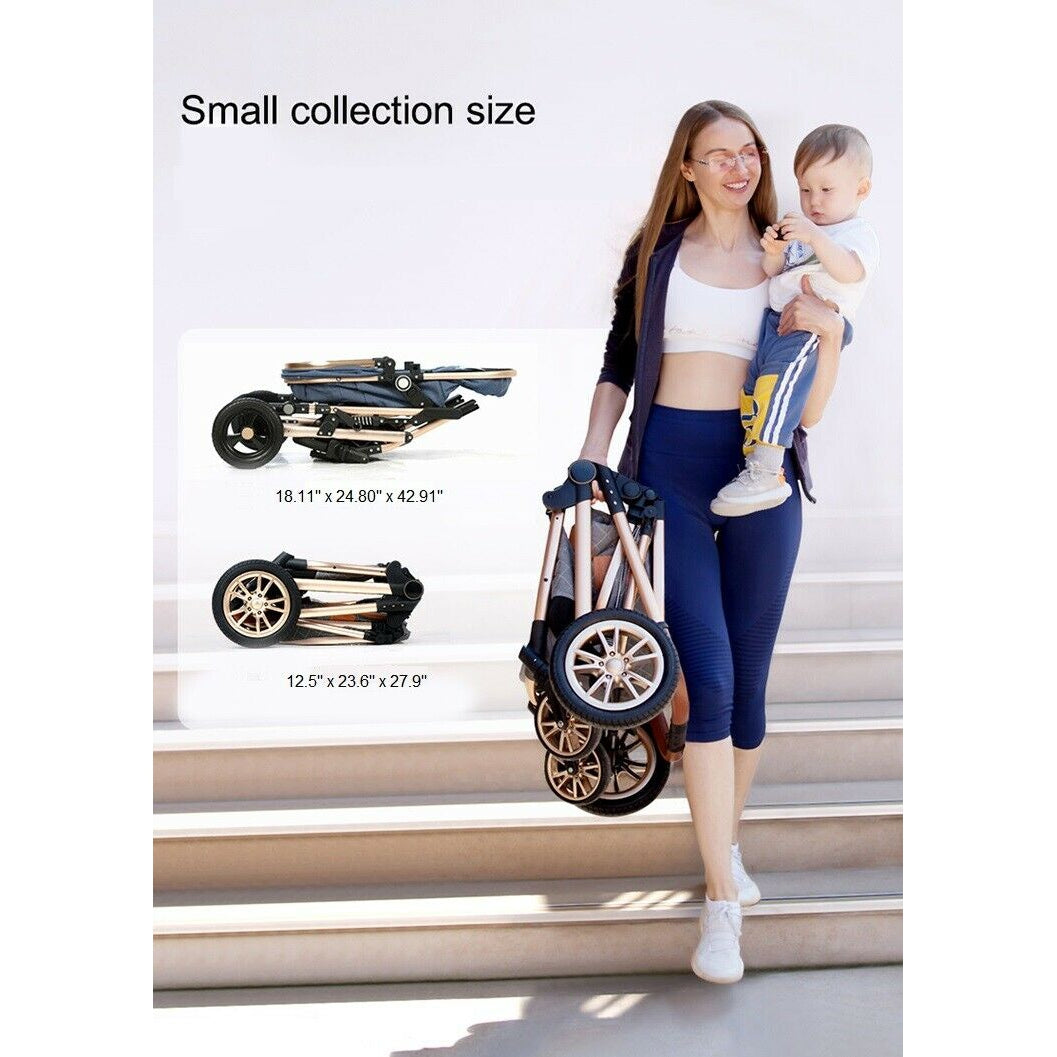My Mom And Me - 3 in 1 Foldable Baby Stroller Travel System - Black