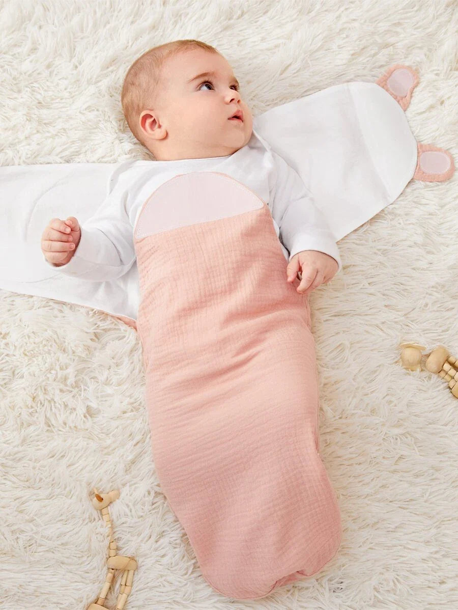 1pc Solid Colour Baby Swaddling Blanket - Pink