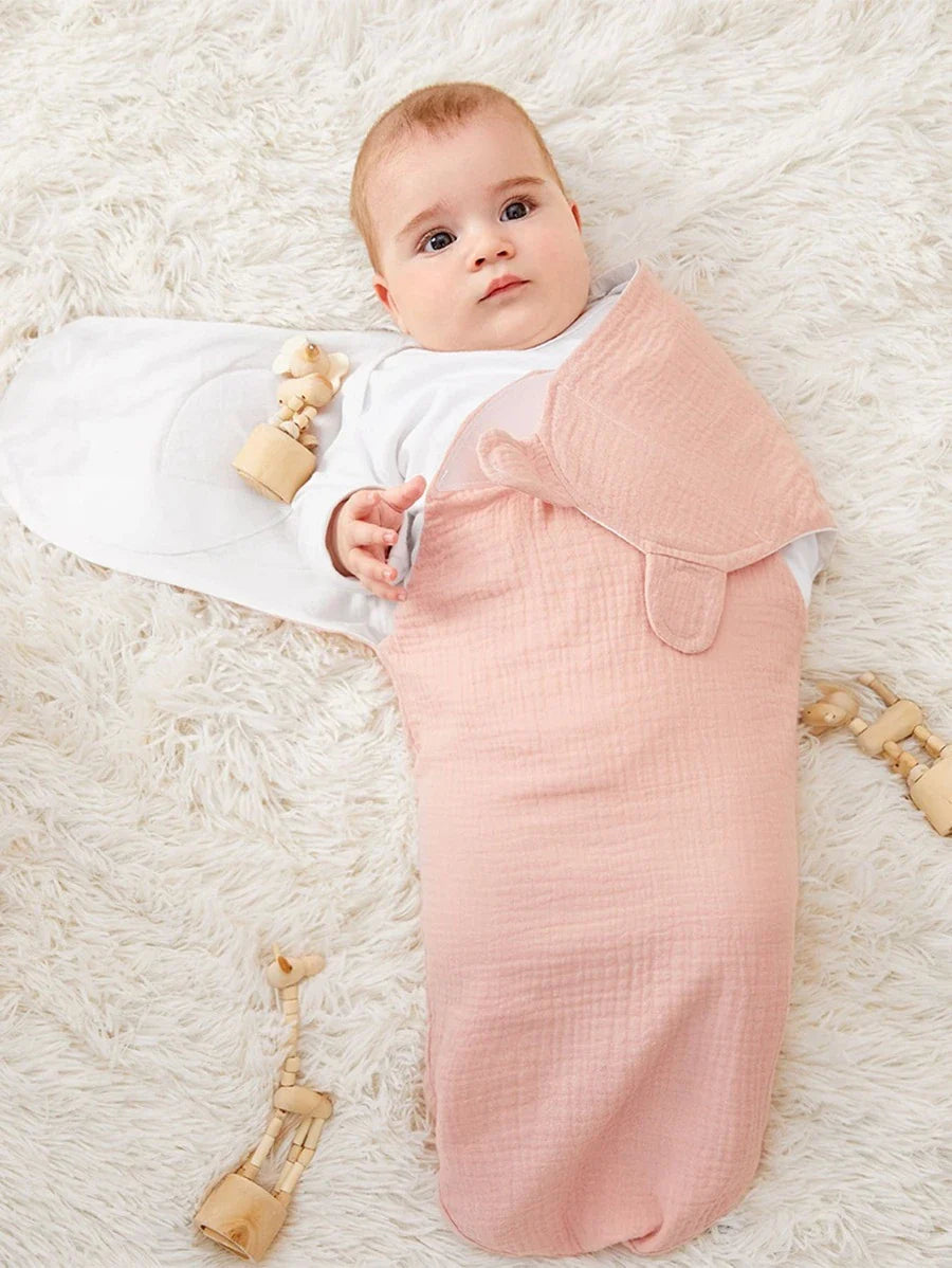 1pc Solid Colour Baby Swaddling Blanket - Pink