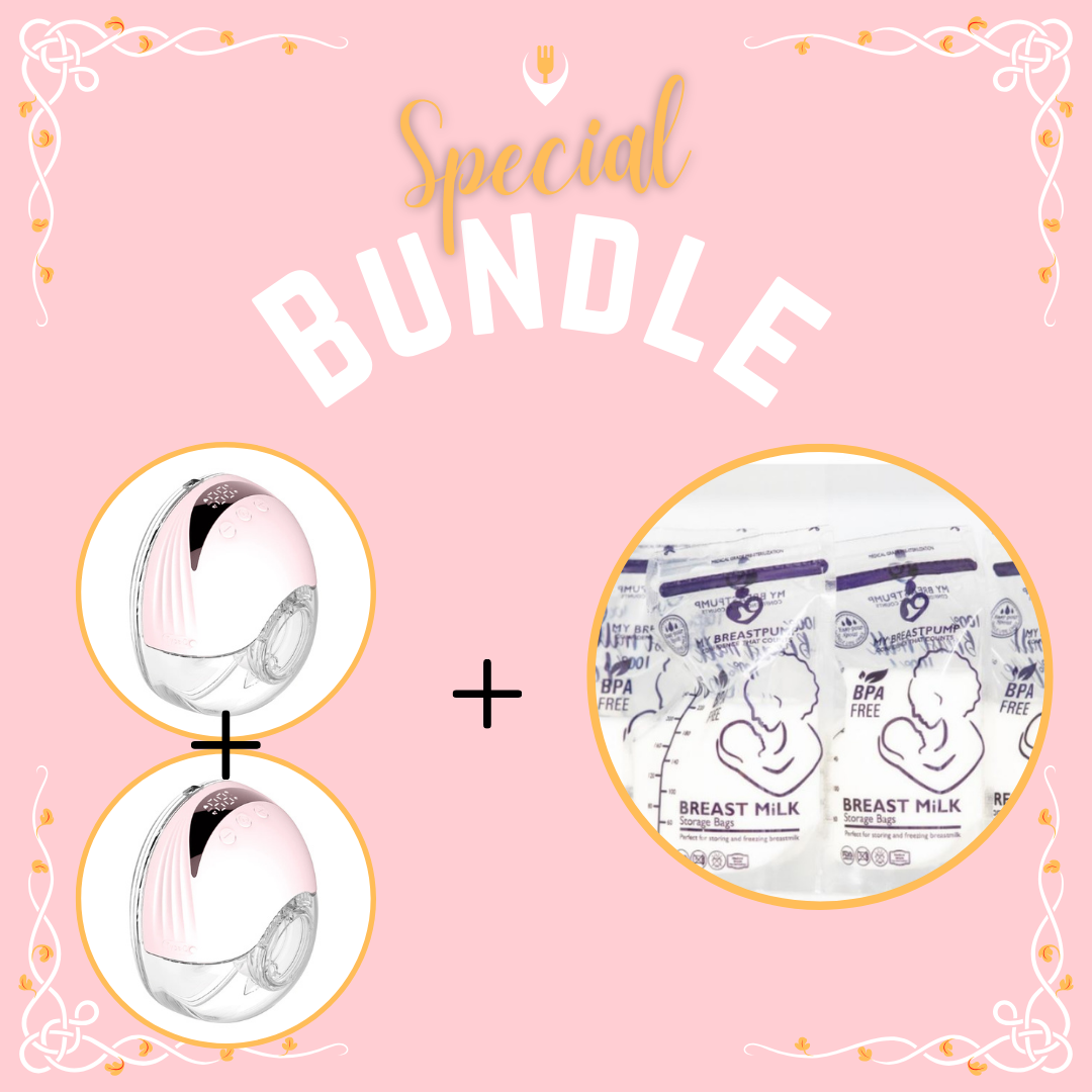 Bundle Deal - 2 x Hospital Grade Wearable Breast Pump & Breast Milk Storage Bags (30Pcs)