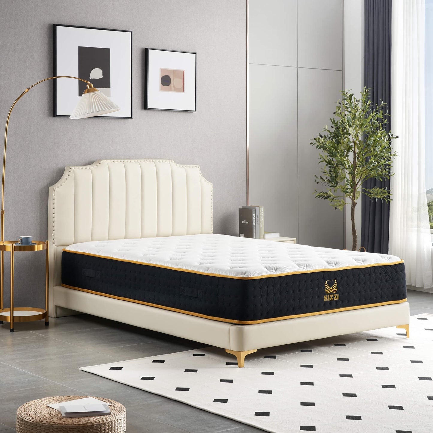 Xizzi 12" Medium Hybrid Mattress Bamboo Fiber Fabric Cooling Gel Memory Foam