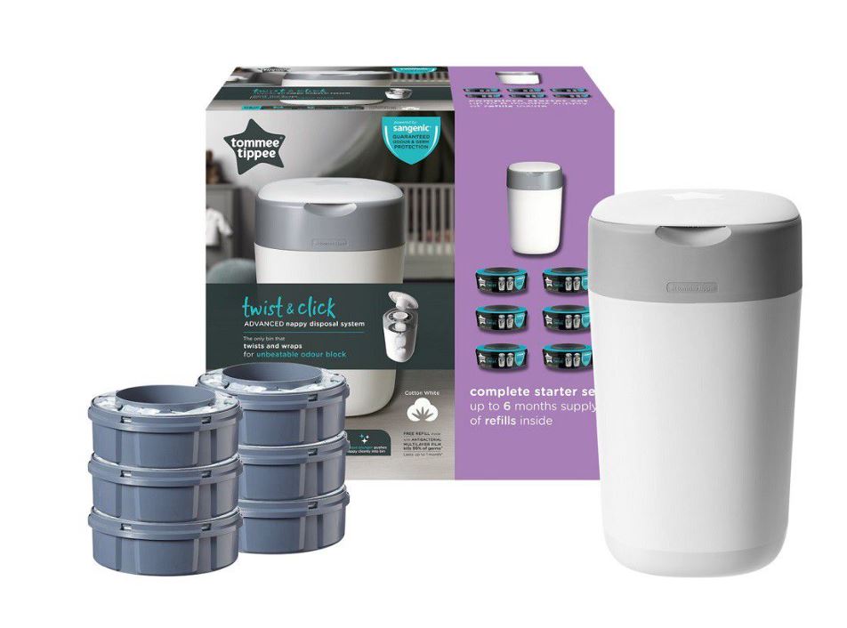 Tommee Tippee - Sangenic Twist & Click Starter Kit - Cotton White
