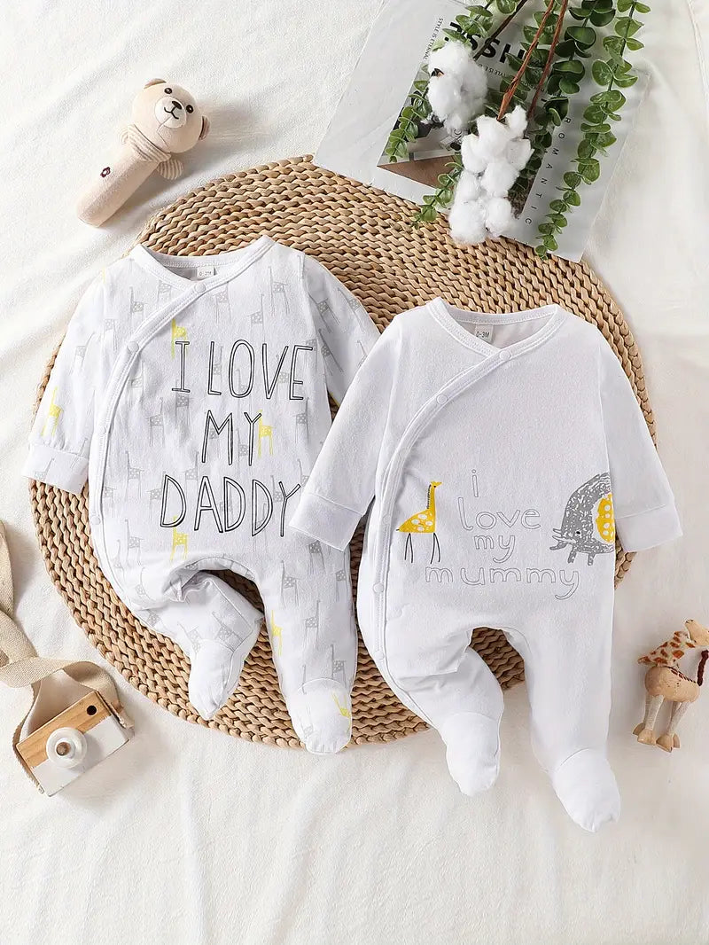2PC Newborn Long Sleeve Footies - Love