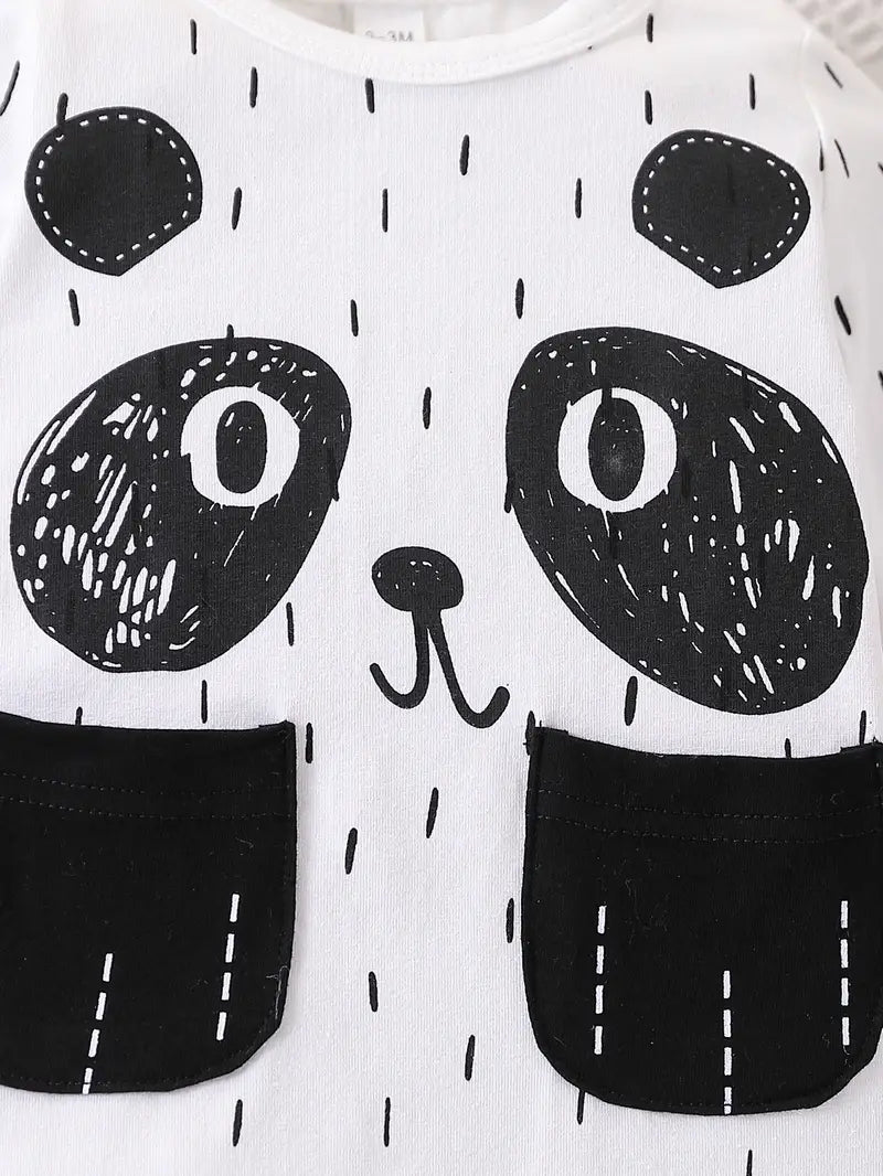 4PC Baby Romper Set - Panda & Zebra