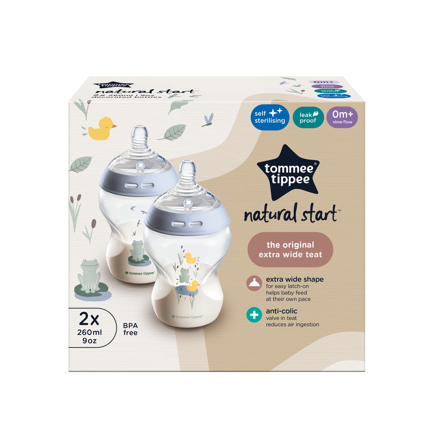 Tommee Tippee 260ML BOTTLE 2PK 0M+ – BOY