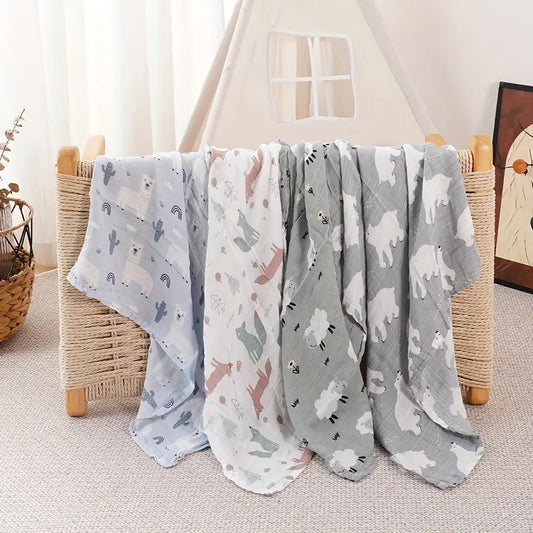 4-Pack Silky-Soft Bamboo Muslin Swaddles - Woodland Animals