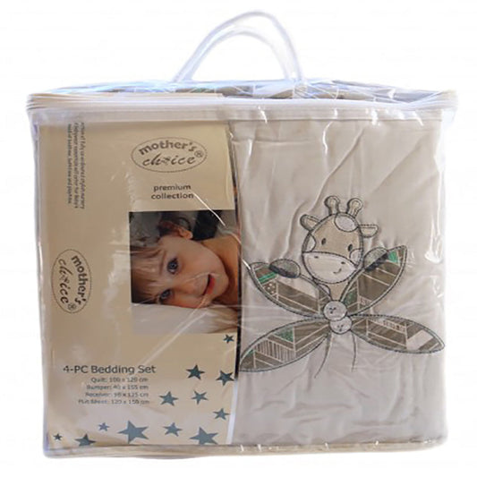 4 Piece Baby Bedding Set - Mint Giraffe