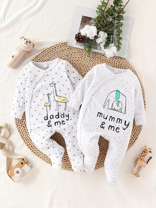 2PC Newborn Long Sleeve Footies - Mom & Dad